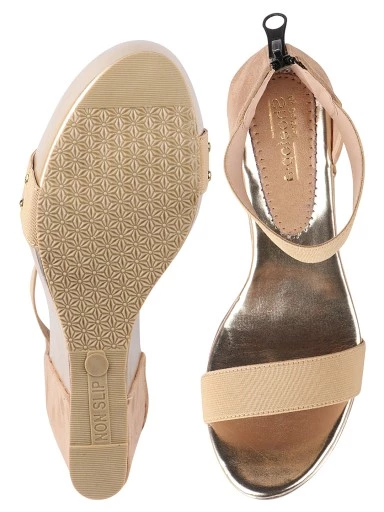 Stylestry Beige Suede Wedges