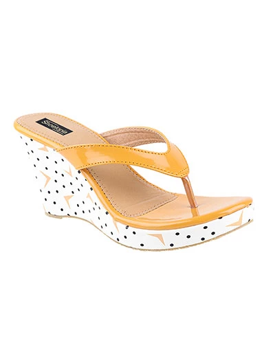 Stylestry Women's & Girl's Yellow Printed Wedges Heeled Sandals