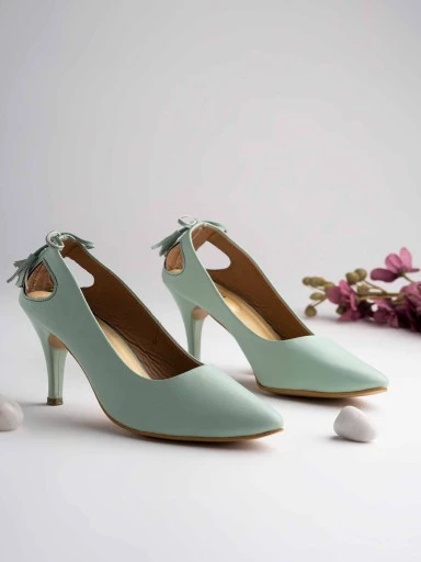 Stylestry Womens & Girls Green Stiletto Heeled Solid Mules
