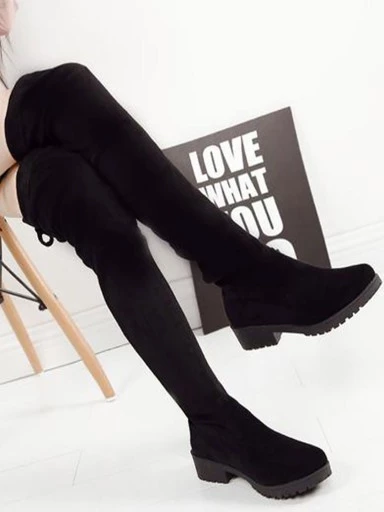 Stylestry Women & Girls Black Solid Lace Up Long Boots
