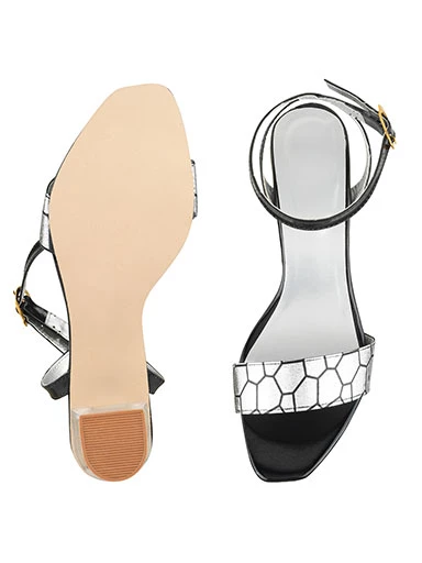 Stylestry Women's & Girl's Black Printed Strap Transparent Block Heels
