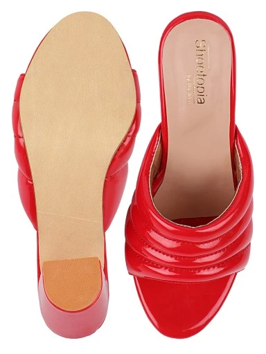 Stylestry Women's & Girl's Red Solid Block Heels
