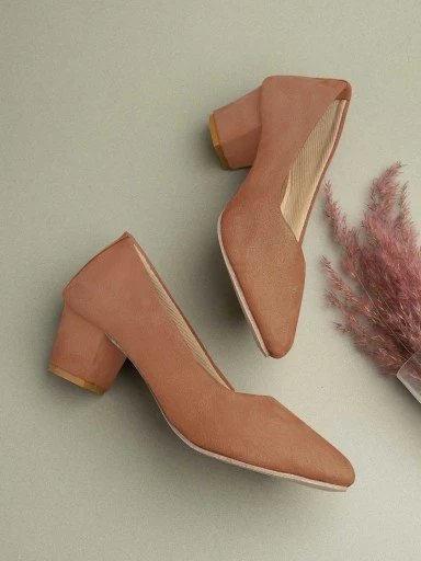Stylestry Women's & Girl's Tan Suede Block Pumps