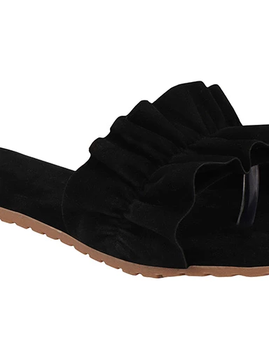 Stylestry Womens & Girls Black Solid Open Toe Flats