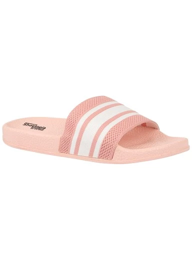Stylestry Women Pink & White Striped Sliders