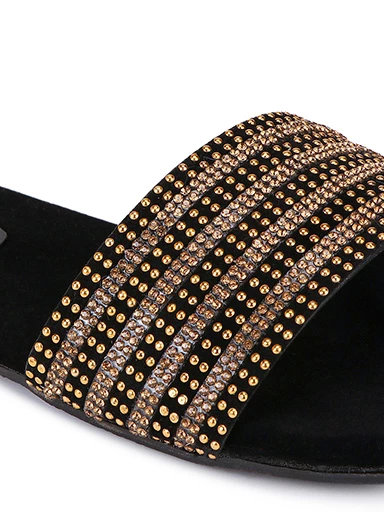 Stylestry Womens & Girls Gold-Toned Solid Synthetic Open Toe Flats