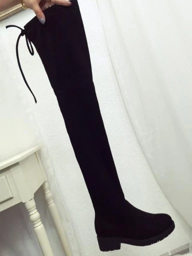 Stylestry Women & Girls Black Solid Lace Up Long Boots
