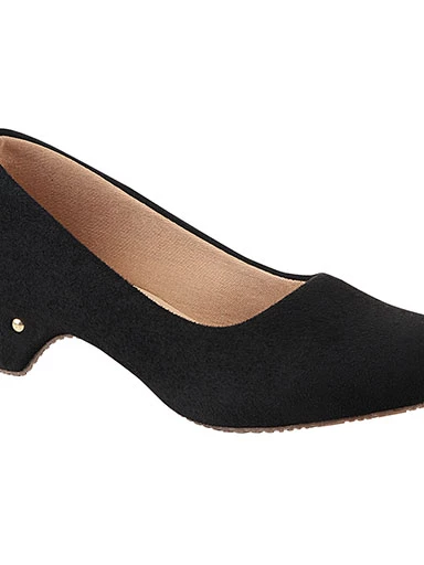 Stylestry Women's & Girl's Black Textured Block Heels Pumps