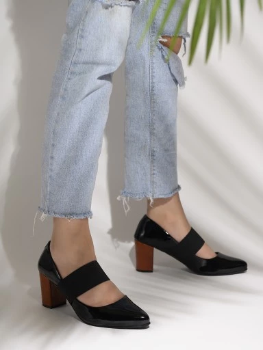 Stylestry Women Black Block Pumps