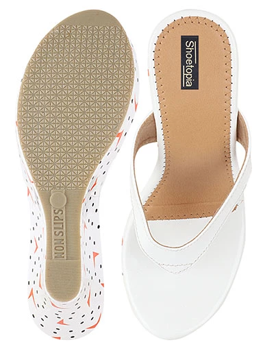 Stylestry Women's & Girl's White Printed Wedges Heeled Sandals