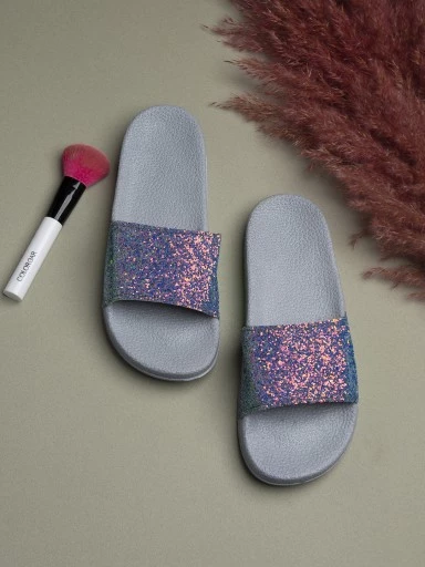 Stylestry Women Grey Solid Synthetic Open Toe Flats