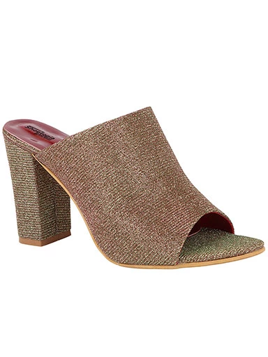 Stylestry Women's & Girl's Copper Woven Design Peep Toe Block Heels
