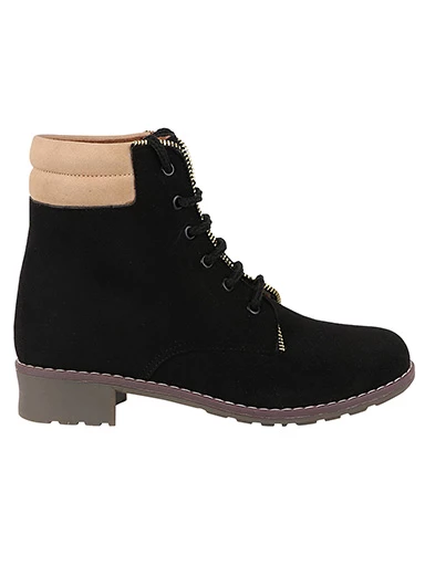 Stylestry Womens & Girls Lace Up High Top Solid Black Heeled Boots