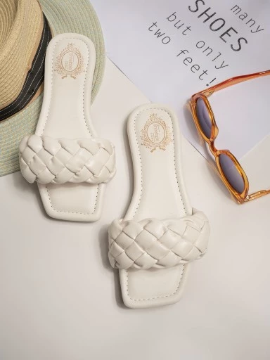 Stylestry Womens & Girls White Open Toe Flats
