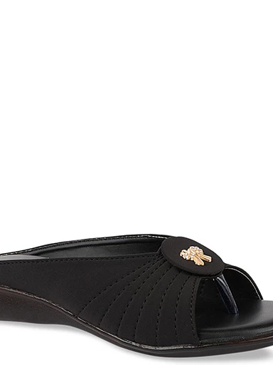 Stylestry Womens & Girls Black Embellished One Toe Flats with Bows