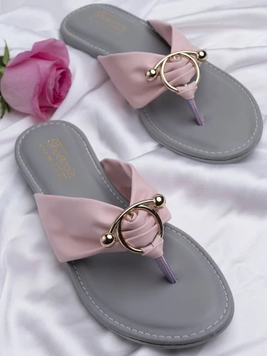 Stylestry Womens & Girls Pink Flats T-Strap Flats