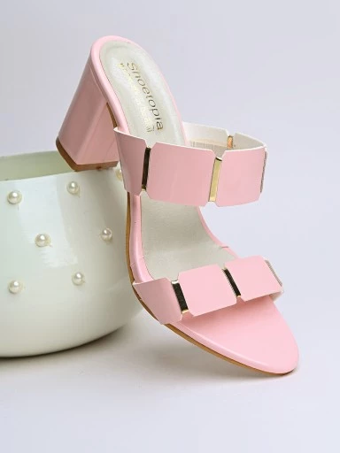 Stylestry Womens & Girls Pink Solid Heels