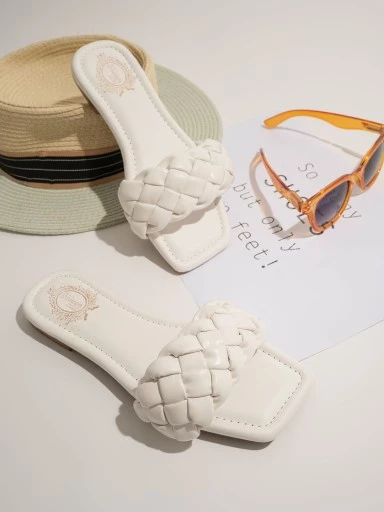 Stylestry Womens & Girls White Open Toe Flats