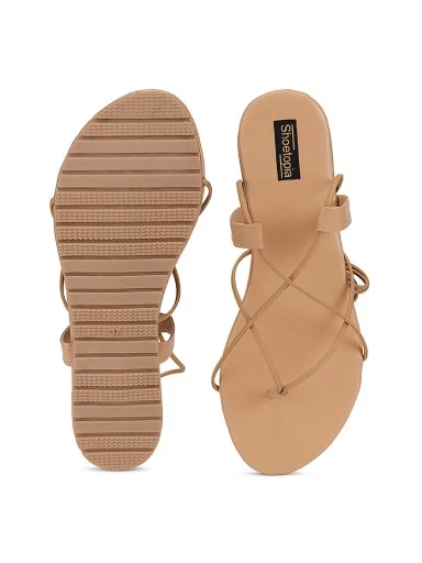 StylestryWomen Brown Open Toe Flats