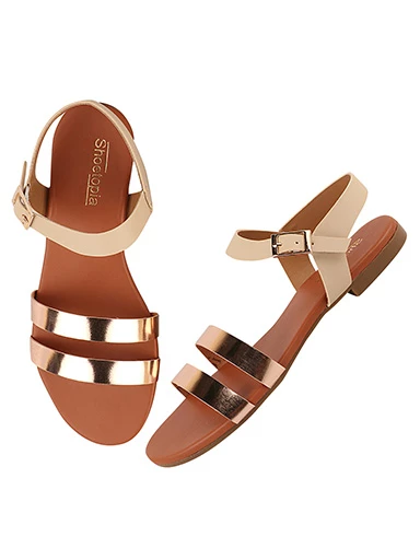 Stylestry Womens & Girls Gold-Toned Open Toe Flats