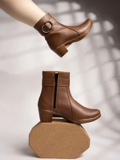 Stylestry Stylish Trendy Smart Casual Tan Boots For Women & Girls