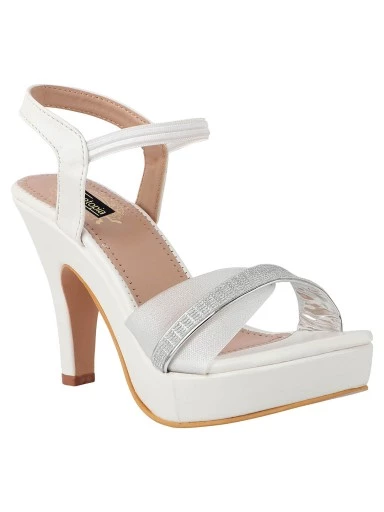Stylestry White Textured Block Sandals