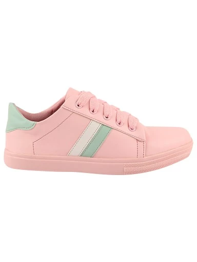 Stylestry Womens & Girls Lace-Up Pink Sneakers