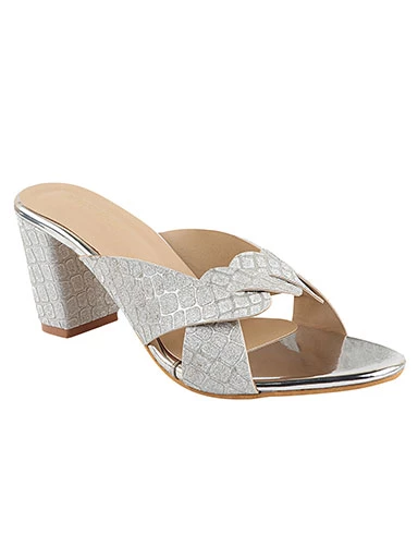 Stylestry Women's & Girl's Silver Peep Toes Block Heels