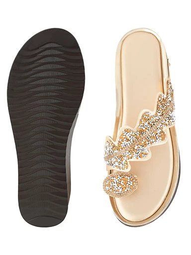 Stylestry Women's & Girl's Golden Toned Embellished Platform Wedges