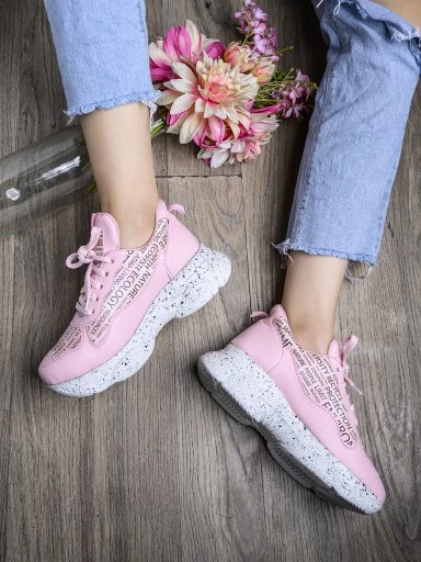 Stylestry Womens & Girls Pink Lace Up Walking Sneakers Shoes