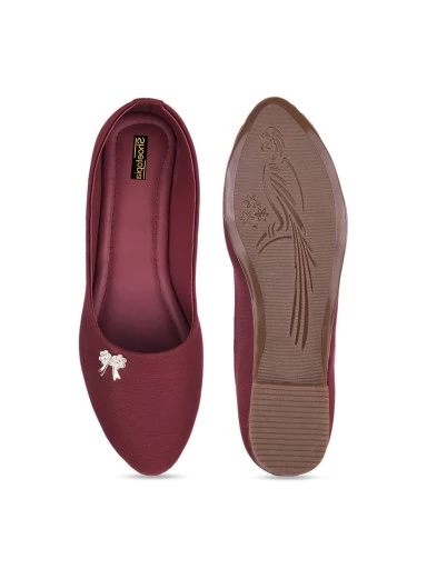 Stylestry Women Maroon Solid Ballerinas