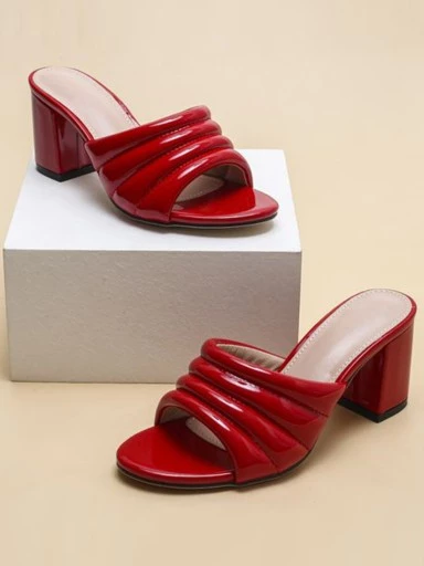 Stylestry Women's & Girl's Red Solid Block Heels