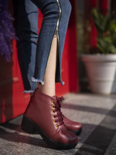 Stylestry Womens & Girls Cherry-Coloured High-Top Platform Heeled Boots
