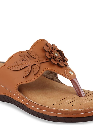 Stylestry Womens & Girls Tan Brown Embellished Sandals
