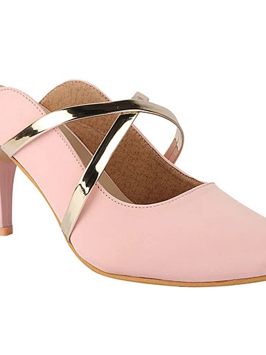 Stylestry Womens & Girls Pink Pointed Toe Slim Heeled Mules