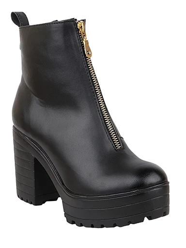 Stylestry Womens & Girls Black Solid Zipper Heeled Boots