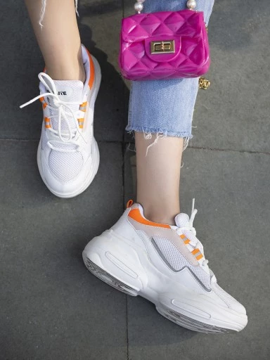 Stylestry Orange & White Walking Shoes