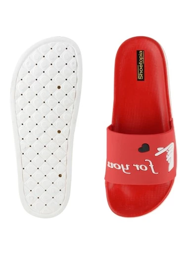 Stylestry Women Red Printed Sliders
