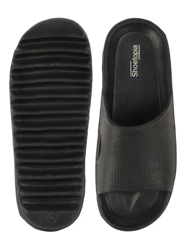 Stylestry Women Black Rubber Sliders