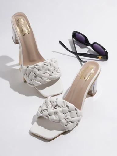 Stylestry White Block Sandals