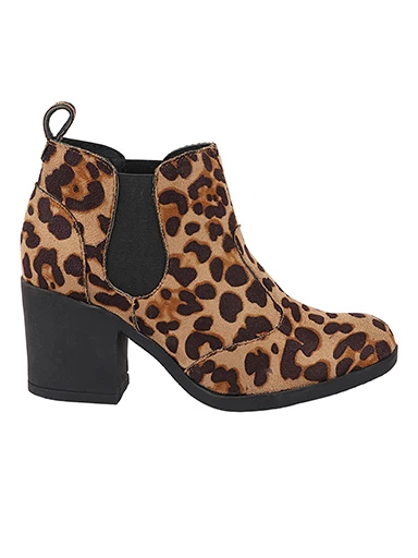 Stylestry Womens & Girls Tan Coloured Pull On Leopard Print Heeled Boots