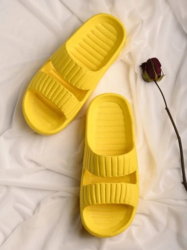 Stylestry Women Yellow Solid Sliders
