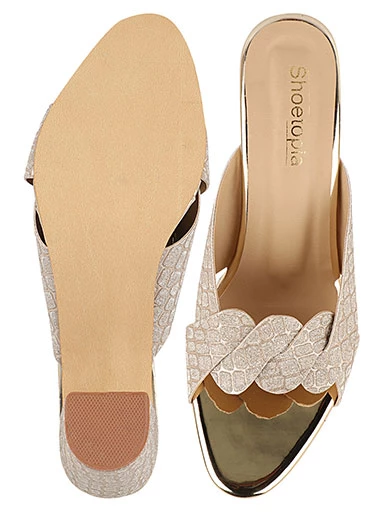 Stylestry Women's & Girl's Golden Peep Toes Block Heels
