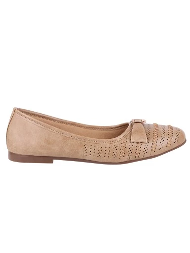 Stylestry Women Beige Ballerinas with Laser Cuts Flats
