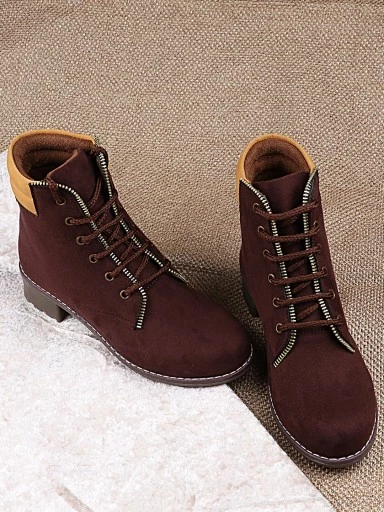 Stylestry Womens & Girls Lace Up High Top Solid Brown Heeled Boots