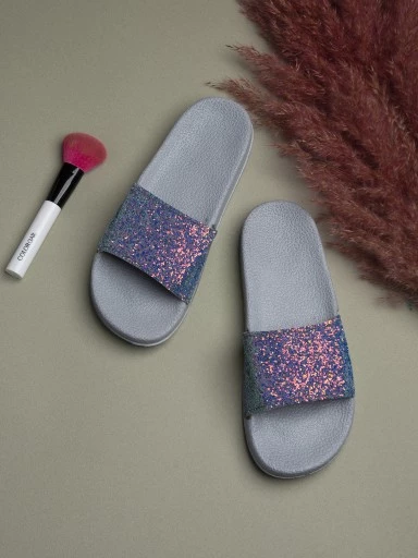 Stylestry Women Grey Solid Synthetic Open Toe Flats