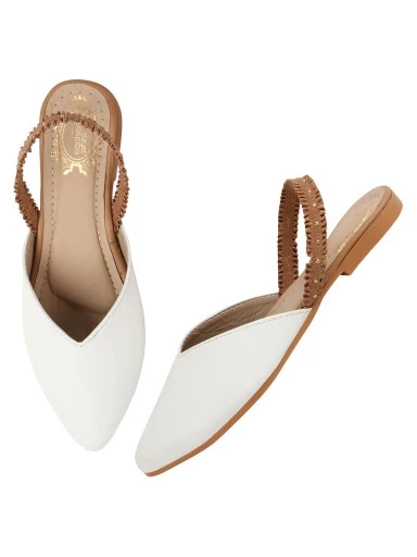 Stylestry Women White Mojaris Flats