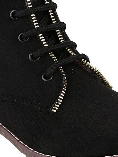 Stylestry Womens & Girls Lace Up High Top Solid Black Heeled Boots