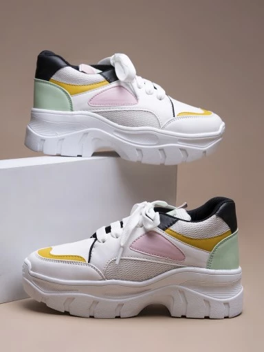 Stylestry Women White Mesh Walking Shoes