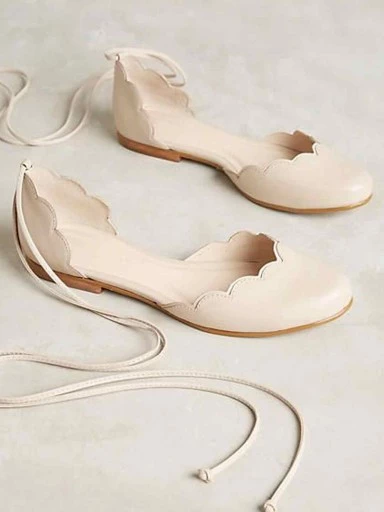 Stylestry Stylish Scalloped Cream Flats